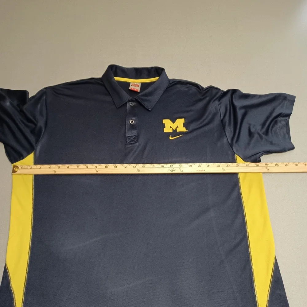 Nike Polo Shirt Mens XXL Navy Michigan Wolverines FIT DRY Short‎ Sleeve Athletic